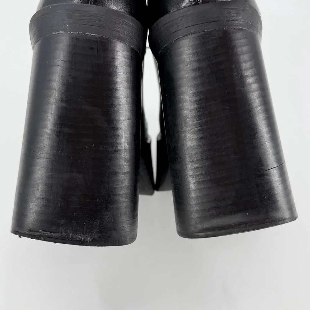 Vintage Y2K Super Chunky Black Leather Oxford Platform Shoes